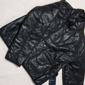 Faux Leather puffy Jacket